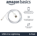 Amazon Basics 2-Pack Apple MFi Certified USB-A to Lightning Cable, Fast Charging, Data Sync, High Speed Transfer, Sturdy Design for iPhone 14 13 12 11 X Xs Pro, Pro Max, Plus, iPad, 6 Foot, White 2