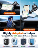 Qifutan Car Phone Holder Mount Phone Mount for Car Windshield Dashboard Air Vent Universal Hands Free Automobile Cell Phone Holder Fit for iPhone Smartphone Camera Mounts | Black-E | Windshield, Dashboard, Air Vent photo 2