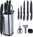 RAXCO Knife Set,10-Piece Stainless Steel Kitchen Knife Set with Block,Black — 1