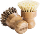Palm Pot Brush- Bamboo Round 3 Packs Mini Dish Brush Natural Scrub Brush Durable Scrubber Cleaning Kit with Union… — 2