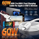 LOFPYE 3-Pack 60W USB C to USB C Cable 3.3FT+6.6FT+10FT for iPhone 18/17/16 3