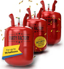 Party Factory – 3x Helium Tank - for up to 90 assorted balloons (latex, LED & foil) – Party birthday decoration disposable gas cylinder – bendable filling valve – For decorative occasions | 3 Pack — 1