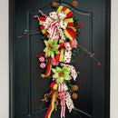 Christmas Wreaths for Front Door, Soomeir 24 Inch Pre-Lit Lighted Led Winter Wreath with Ball and Poinsettias, Holiday Outside Indoors Ribbon Home Ornaments Artificial Wall Decor (Green and Red) — 1