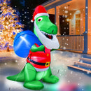TURNMEON 4 FT Christmas Inflatables Santa Dinosaur with LED Light Stakes Tethers Outdoor Decoration — 2