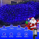 QITONG Net Lights Outdoor Mesh Lights, 12ft x 5ft 360 LED Blue Christmas Light with 8 Modes, Connectable Clear Wire Bush Light Plug in — 3