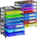 Simple Trending 2 Pack 8 Tier Letter Tray Paper - Mesh Desk File Organizer for Office School Desktop, Black — 1