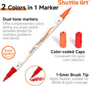 Shuttle Art 48 Colors Dual Tone Acrylic Paint Markers, 24 Pack Acrylic Paint Pens Set for Rock Painting, Ceramic, Wood, Canvas, Glass, Stone, Fabric, Card Making, DIY Football Crafts | 48 Colors 24 Pack | 1 Count (Pack of 24) — 3