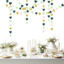 Sage-Green Pink Gold Party-Decorations - Paper Heart Garland Streamers Woodland Theme Baby Shower Bridal Shower Birthday Decoration Wedding Bachelorette Engagement Hanging Decor HongTongTong — 4