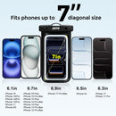 JOTO 2 Pack Waterproof Phone Pouch, Universal IPX8 Dry Bag up to 7" -Black — 4