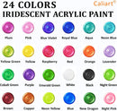Caliart 24 Colors Iridescent Acrylic Paint with 12 Brushes, 34 Double Tip Brush Pens Art Markers, Canvas Ceramic Rock Craft Painting Kit Art Supplies Gift for Artists Kids Beginners — 2