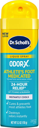 Dr. Scholl's ODOR-X ATHLETE'S FOOT MEDICATED LIQUID SPRAY, 5.3 Oz // 24-Hour Relief of Itching & Burning, Instantly Cools, Cures & Prevents Most Athlete's Foot, Destroys Odors Instantly — 1