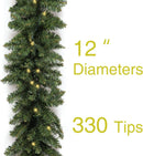 HomeKaren Christmas Garland 9ft with 50 Led, 320 Tips Prelit Fraser Fir Xmas Garland with 50 LED Lights, Lush and Classics Green Style for Indoor Outdoor Home Decoration — 3