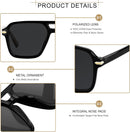 Retro Square Aviator Polarized Sunglasses Womens Mens Vintage Pilot Shades | Black | Polarized Black — 4