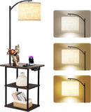 PESRAE Floor Lamp with Table, End Tables with Charging Station — 1