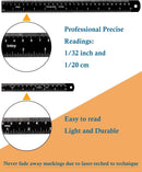 Metal Ruler Kit 12 Inch and 6 Inch, Stainless Steel Rulers with Centimeters, Millimeters, Inches and Conversion Table for Office and School, Easy to Read Metric Rule Set, 2 Pack — 3