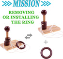 KINGOU 4 Pack Classic Wooden Rope Puzzle Set Ring Puzzles String Solution Central Brain Teaser for Adults/Kids Game — 3