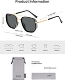 SOJOS Retro Polarized Aviator Sunglasses for Women Men Trendy Square Shades | Shiny Black&gold — 6