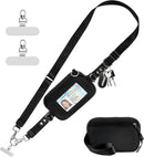 Tiostep Clip and Go Strap for Phone with Wallet Crossbody Phone Lanyard Adjustable and Detachable RFID Wristlet Wallet with ID Window and Zippered, Black photo 1