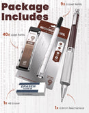 STAGEEK 0.9mm Mechanical Pencil, Drawing Pencil, with Eraser, 40 HB Leads | Brown — 7