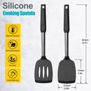 2 Pack Spatulas, Solid & Slotted Silicone Spatula Set, Stainless Steel Handle Coated with Silicone, Non Stick… — 2