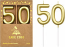 2.76 Inch Classical Gold 50 Number Birthday Candles, Gold Number Candles, Cake Number Candles, Party Celebration — 1