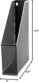 U Brands Magazine File Holder, Desk Organizer, Black Mesh Steel Finish, 12.5" D x 3" W x 9.8" H — 3