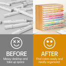 walowalo Markers Organizer Hold 176 Markers Birthday Gifts Bamboo Pen Holder Art Supply Pencil Alcohol Storage Organizer 22 Compartments All-in-One Marker Storage for Home Office Desk Classroom — 3