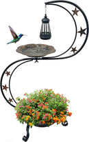 OUISJYER Solar Bird Bath with Flower Planter, S-Shaped Standing Garden Decor