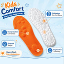 4D Cloud-Like Insoles for Kids & Youth - Memory Foam Shoe Inserts with Shock Absorption, Trim-to-Fit Arch Support for Healthy Development of Growing Feet (US Youth 3Y-4Y) - Orange — 4