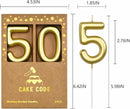 2.76 Inch Classical Gold 50 Number Birthday Candles, Gold Number Candles, Cake Number Candles, Party Celebration — 6