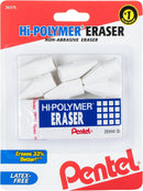 Pentel HI-Polymer Eraser Combo Pack, 6 Caps, 1 Large (ZEH0210BP7) (Pack of 3) | White | 1 Count (Pack of 3) | Eraser Block and Cap Bundle — 6