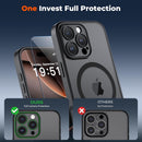 SUPFINE Magnetic for iPhone 16 Pro Max Case with Camera Control Button,[Full Camera Protection][1+Tempered Glass Screen Protector] Slim Translucent Matte Shockproof Phone Cover,Black photo 4