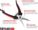 Kimura® 8" Pro Pruning Scissors, Premium Japanese SK5 Hi-Carbon Steel Blades, Non-Slip Vinyl Coated Handles, Lightweight & Ergonomic, Multi-Tasking Pruning Shears, Garden Snips, Precision Clippers | 8.2" — 2