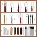 Leather Working Tools, Practical Leather Craft Kit with Carving Sewing Punching Cutting and Other Sanding Tools for Crafting, Repair DIY Projects | silver | 35PCS — 4