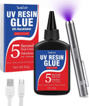 UV Resin Kit with Light, 60g UV Glue with Rechargeable Light, 5 Second Fast Cure UV Glue Adhesive, Clear Repair Kit… — 1