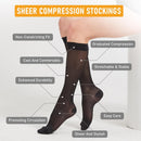 BSERA 2 Pairs Sheer Compression Socks for Women 15-20 mmHg Knee High | Black | X-Large — 3