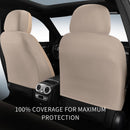 HChengkikz Front Car Seat Cover, Waterproof Faux Leather (Beige) — 5
