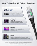 INIU 240W USB C to USB C Cable, [1ft+1ft] Fast Charging Type C Cord 4
