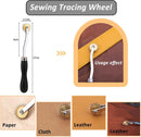 Leather Tooling Kit, Including Leather Cutting Knife Tracing Wheel Edge Beveler Groover Wooden Burnisher Swivel Knife Leathercraft Accessories-7PCS-silver — 3