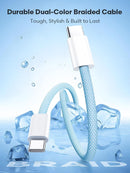 Senetem USB C to C Cable 10FT 3-Pack, 60W Fast Type C Charging Cord 5