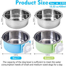 kathson Crate Dog Bowl, Removable Stainless Steel Hanging Pet Kennel Cage Bowl Food & Water Feeder Coop Cup for Puppy, Cat, Rabbit, Guinea Pigs Ferret Bird (2 PCS, Size: M, Blue and Green) — 2