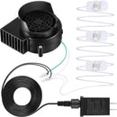 Hiboom Replacement Fan Blower, 12V 1.2A Mini Air Blower with 3 LED Light String for Inflatables Indoor Outdoor, 12V 1.5A Adapter for Christmas Xmas Holiday Inflatables Fan Blower (1 Set) — 1