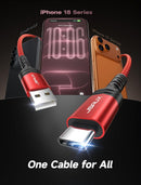 JSAUX for iPhone 18 17 Pro Charger Cable, 6.6ft/2-Pack USB to USB C-Red 2