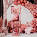 Voircoloria Baby Boxes with Letters, Rose Gold, 4 Transparent Balloon Boxes — 3