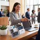 TecUnite 2 Pieces Business Card Holder for Desk 3 Tier Clear Acrylic Stand — 5