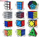 Ahyuan Speed Cube 12 Pack Magic Speed Cube Bundle 1x2x3 2x2x2 2x2x3 3x3x3 4x4x4 Cube Pyramid Triangle Cube Mirror Skew Axis Windmill Ivy Megaminx Cube Brain Teaser Puzzle Fidget Toys for Kids Adults — 2