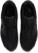 Nike Men's Air Max 90 Leather Low-Top Sneakers - Black/Black/White — 4