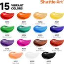 Shuttle Art Acrylic Paint Set, 15 x 12ml Tubes Artist Quality Non Toxic Rich Pigments Colors Perfect for Kids Adults Beginners Artists Painting on Canvas Wood Clay Fabric Ceramic Crafts | 15 Colors | 0.4 Fl Oz (Pack of 15) — 2