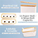 LONBET Toilet Paper Storage for 12 Rolls, Stackable & Foldable - The Ultimate Bathroom Organizer - Waterproof Basket with Bamboo Lid - Elegant Toilet Paper Storage Holder, Beige — 2