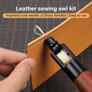WUTA Repair Stitch Kit Leathercraft Stitch Awl Tool with 5 Pcs Small Chrome-Plated Needle, for Leather, Belt, Canvas, Fabric, Bag Repair Professional Stitcher Leather Craft Tool | Basic (Stitch Awl Kit+3 Colors Wax Thread) — 3